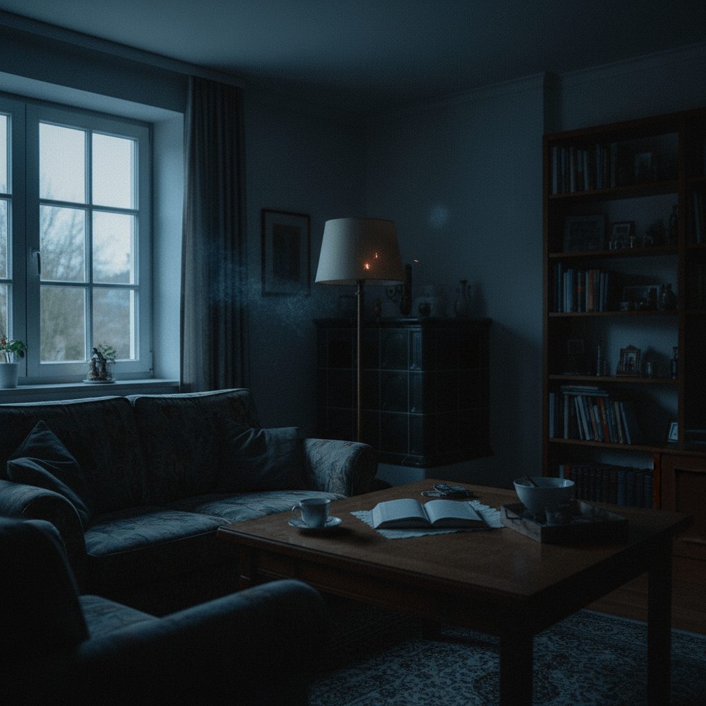 Stromausfall in einem Wohnzimmer