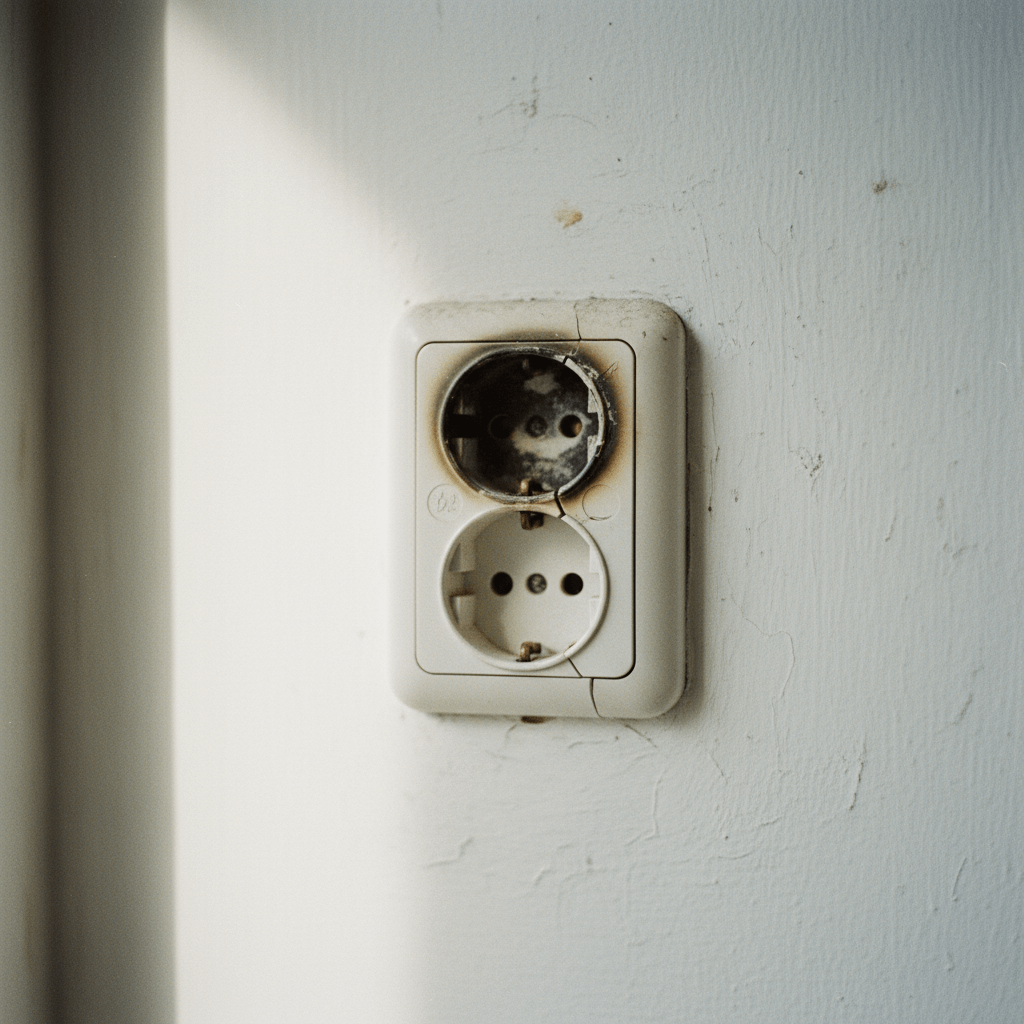 Defekte Steckdose an der Wand
